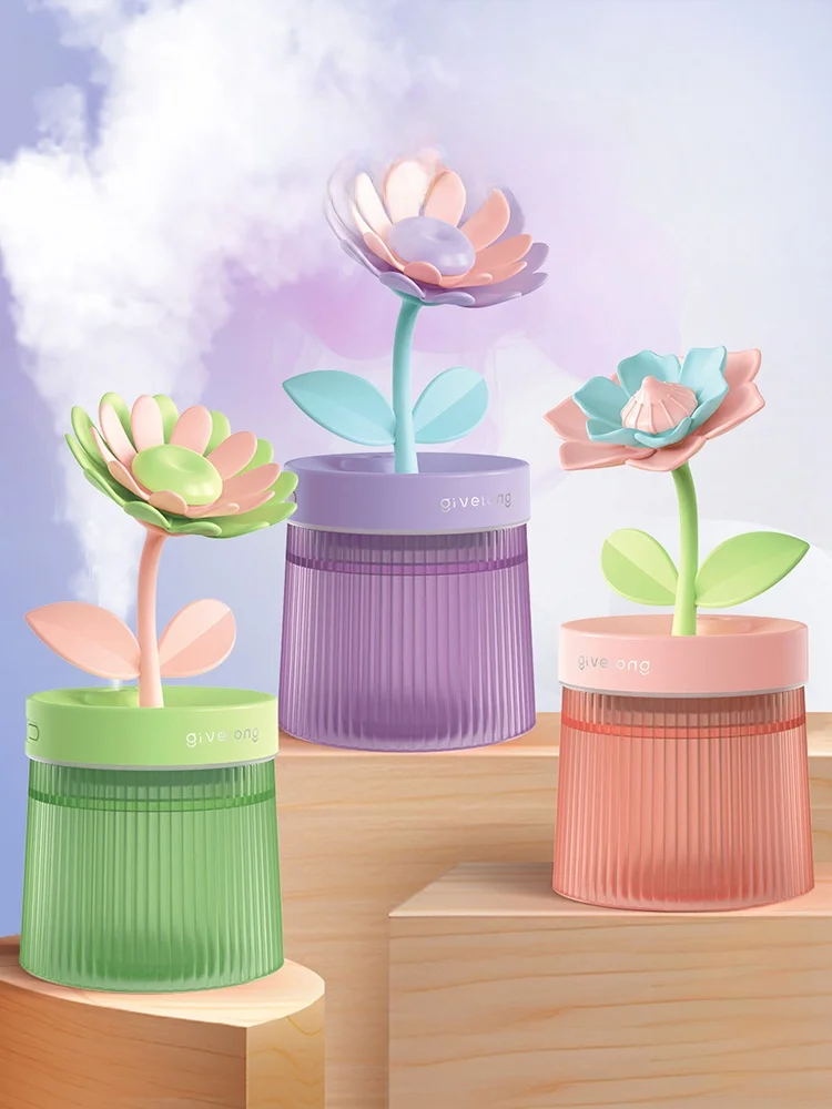 栀子花デザイン USB加湿器：24畳部屋向けの静音加湿性能と女性ユーザーに最適なデザイン