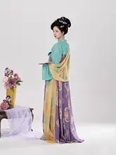 華やかな中国風デザインの改良漢服上襦と雪崩帯付きチュニックドレス【雪紡素材・ストラップ付き】（セットアップ対応）