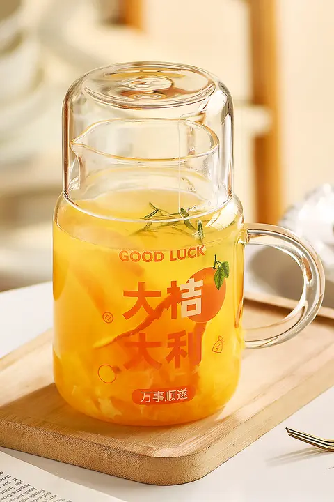 大容量のガラス製カフェカップ【蓋付き・オフィス用・ミルクやお茶に最適】