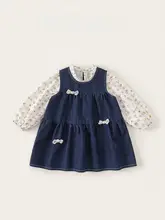 2点セット キッズ ガールズ 花柄シャツ デニムベストワンピース フレンチ風 ヴィンテージ きれいめ フェミニン 春