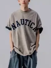 刺繍ロゴデザインの重厚感あるラウンドネックTシャツ【日系水洗い加工・シティボーイスタイル】