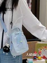 多機能キャンプ用チェック柄小型バックパック【女性用・斜め掛け・軽量・水筒収納・携帯電話用】