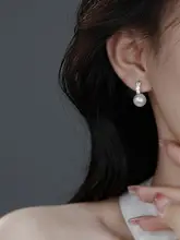 925純銀製 パールイヤリング【韓国風・ラウンドデザイン・高級感・ジルコニア】