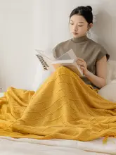 黄色のニットソファカバー【シングルソファ用・インテリア装飾用・雰囲気作り】