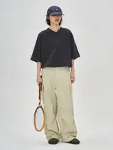 URBAN LOST 24SS アウトドア用 3M吸湿速乾 褶皺 ワイドフィット パラシュートパンツ【フィット・ストレート・カジュアル】