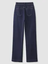 春夏用の高品質ストレートデニムパンツ【大きいサイズ・伸縮性・スリム効果】（セットアップ対応）