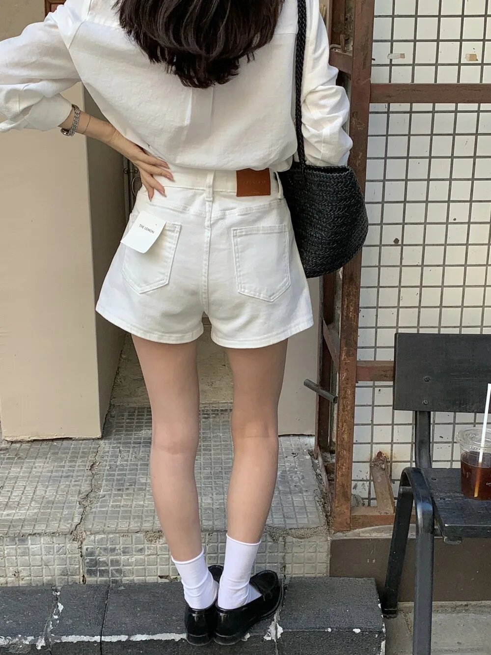 レモンティーカラーの高腰Aラインワイドデニムショートパンツ【カジュアル・春夏用】