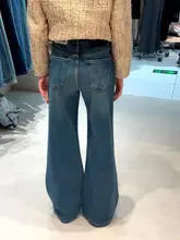 高腰デニムワイドパンツ【極上の柔らかさ・ブルー・冬用・ゆったりフィット】（セットアップ対応）