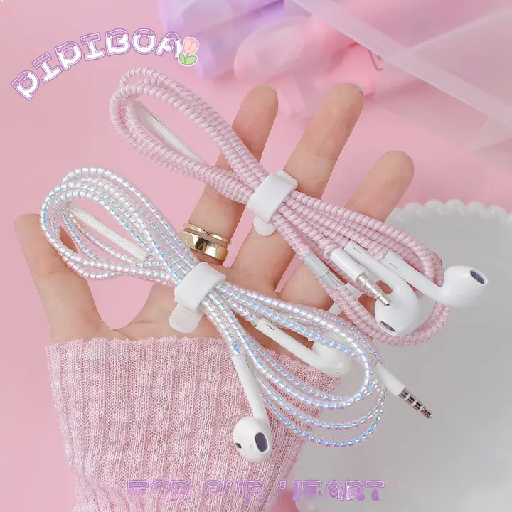 有線イヤフォンケーブル保護カバー【絡まり防止・断線防止】【適用：Apple 13、Huawei、Xiaomi、OPPO】