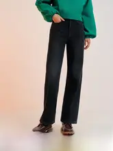 極上の柔らかさデニムパンツ【レディース・フルレングス・裏地フリース・ワイドパンツ】（セットアップ対応）