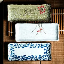 焼き鳥展示用プレート【長方形・陶器製・寿司・バーベキュー用】