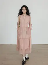 春用Vネック女性用フィット感のあるシャツワンピース【ピンク・プリンセススタイル・Aライン・通勤用・長袖】