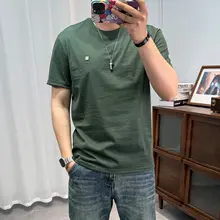 男士用 コットンリネン 半袖Tシャツ【シンプルデザイン・丸首・通気性】