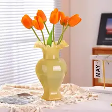 おしゃれなフラワーベース【クリームガラス・ローズ・ユリ用・テーブルデコレーション】