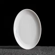 高級感ある手描き陶器製楕円形プレート【中華風・食器・家庭用】