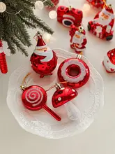 クリスマス装飾手描きプラスチック電 plating 吊り飾り【赤いサンタクロースと雪だるま・クリスマスツリー用】
