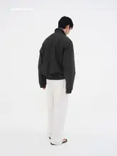 シンプルなグレーのオープンカラージップジャケット【コットン素材・ゆったりサイズ】