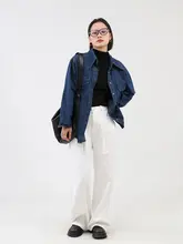 ヴィンテージ風デニムシャツ【女性用・カジュアル・ゆったりシルエット】