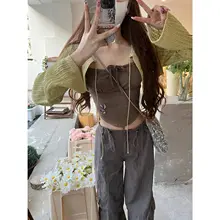 日焼け防止ニットカーディガン【女性用・ショート丈・キャミソール】