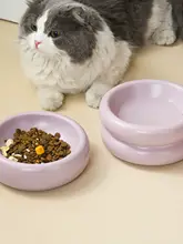 猫用陶器製高脚フードボウル【デザイン・ダブルボウル・水用・広口】