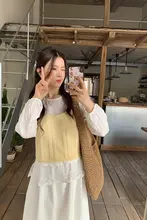 柔らかなネット生地のブラウスとニットタンクトップ【女性用・春向け・デザイン性の高いスタイル】（セットアップ対応）
