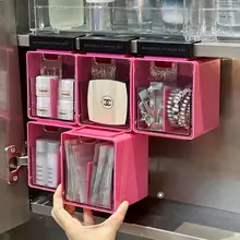 洗面台下に最適！化粧品用化粧品パフ収納ラック【吊り下げ可能・重ねて使用可】