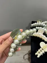 高級感のあるアセテート製髪留め【パール付き・大きめサイズ】