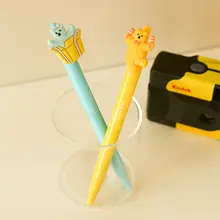 ゲルインキボールペン ノック式 可愛い 動物キャラクター 黒 学生 文房具 韓流 「Dailylike」