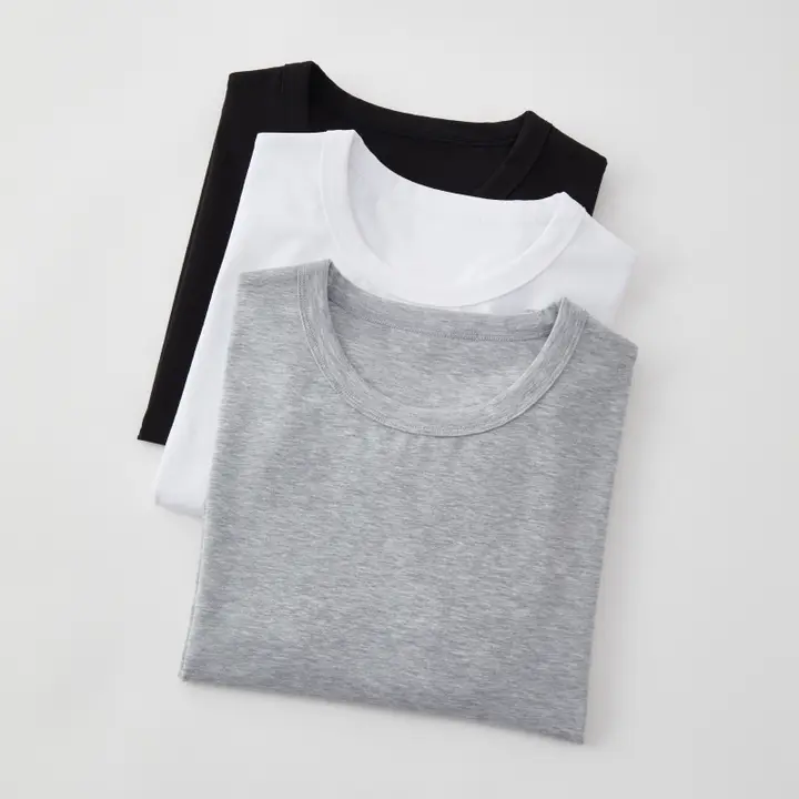 長綿素材の半袖Tシャツ【ラウンドネック・黒・快適透湿】