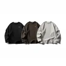 秋季向けレトロ風デザインの長袖Tシャツ【ビジュアル重視・カジュアル・メンズ用】（セットアップ対応）