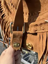 自転車用 ハンドメイド風スエードフリンジバッグ【レトロスタイル・サドルサイドバッグ】