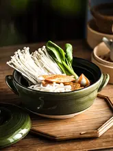 耐熱セラミック製 小型土鍋【二つ耳付き・家庭用・煲仔飯用】