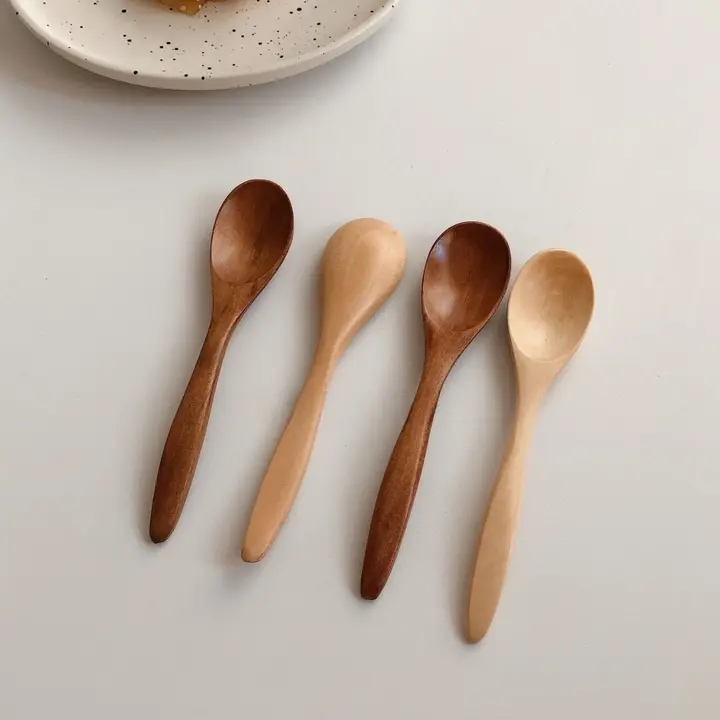 ミニ木製スプーン【コーヒー・ティー・粉ミルク用・おしゃれなデザイン】