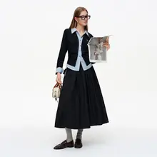 春にぴったり！デザインニット風 シャツ【肩出し・重ね着スタイル・女性用】（セットアップ対応）