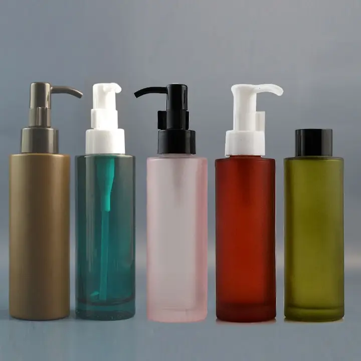 100ML ピンクローズグリーン スプレーガラスボトル【ポンプ式・キャップ付き・メイク落とし用空ボトル】