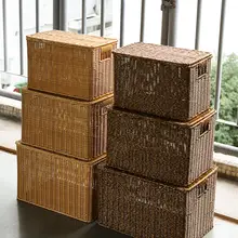 Kens 大容量収納ボックス【衣類整理用・家庭用・プラスチック製・オシャレなラタン風デザイン】