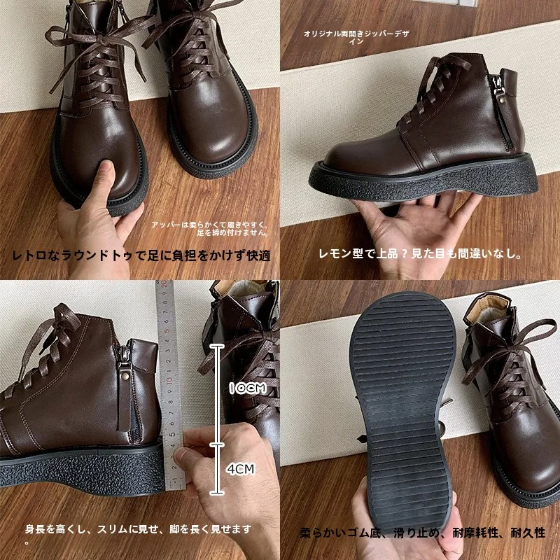 大頭デザインのマーチンブーツ：短筒・加绒・厚底で冬の通勤に最適なクラシックスタイル