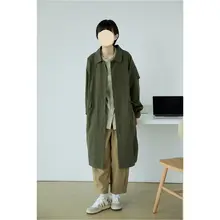 シンプルなデザインのレトロ風トレンチコート【長袖・フレアシルエット・大人向け・コットン混】