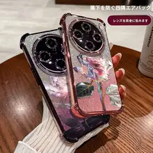 VIVO Xシリーズ用 紫色のバラデザインケース【全包型・シリコン製・防摔機能】