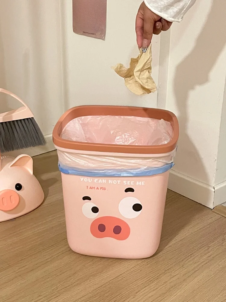 可愛い豚デザインのちり取りとほうき：掃除道具収納持ち運びに最適な家庭用3点セット