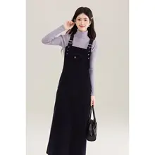 ロングスカート 女性 カジュアル サスペンダーデザイン ファッショナブル ポケット