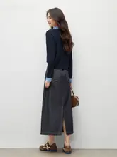 カラーブロックデザインのカーディガン【ダブルカラー・女性用・秋用】