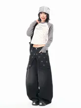 ビビッドカラーブロックのドット柄長袖Tシャツ【レディース・スリムフィット・カジュアル】