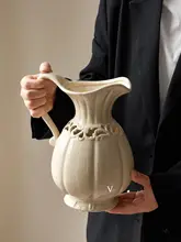 高級感のあるオーシャン陶器製花瓶【ヴィンテージデザイン・インテリア装飾用・水耕栽培対応】