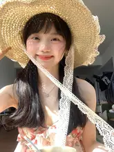 リネン編みの夏用レースデザインハット【紫外線対策・ビーチ用】