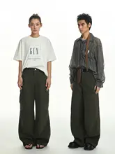 アメリカンビンテージ風のワイドストレート作業パンツ【カジュアル・春秋用】（セットアップ対応）