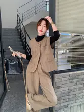 工事現場風のベストとワイドパンツ【春秋用・2点セットアップ対応・高級感】