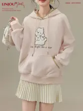 パーカー レディース 刺繍 クマ柄 ピンク ルーズ 春