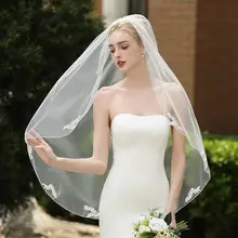 エレガントなレースの新婦用ヘッドドレス【中長丈・結婚式・パーティー用】