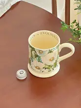 フランス風レトロガーデン油絵風マグカップ【クラシック花柄・セラミック製・カフェ用】